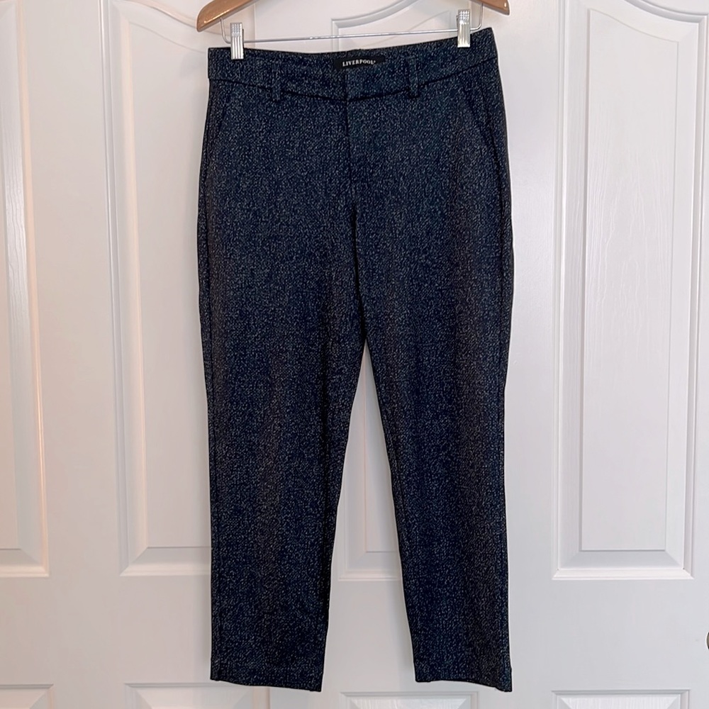 Liverpool Kelsey Pixel Knit Trousers. Navy/pixel. Size 6.